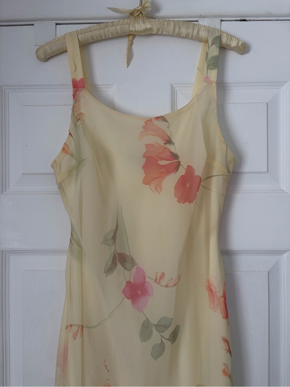 Vintage Reitmans Yellow Double Lined Floral Sheer Overlay Dress 5